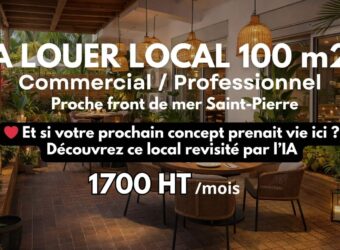 À louer un local commercial de 100m2 avec terrasse proche de la plage et commerces à Saint Pierre Réunion