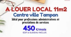 À louer bureau professionnel d’environ 17 m2 situé en plein centre-ville du Tampon Réunion