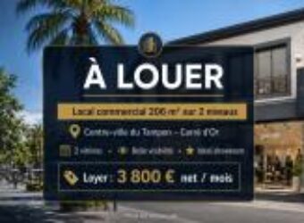 À louer un local commercial d’environ 206 m2 sur deux niveaux situé en plein centre-ville du Tampon