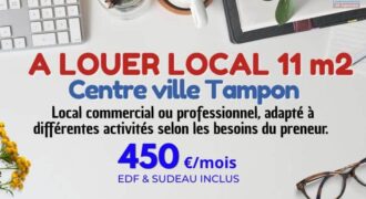 À louer un local professionnel ou commercial d’environ 11 m2 situé en centre-ville du Tampon Réunion